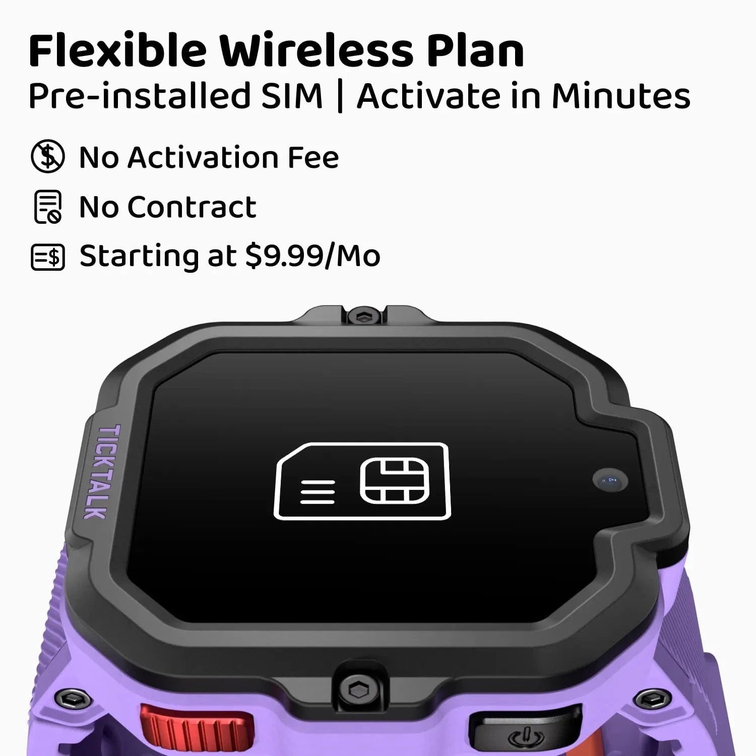 TickTalk 5 Smartwatch with Pre-Installed SIM – Flexible Wireless Plan, No Contract, AT&T, T-Mobile Network #purple
