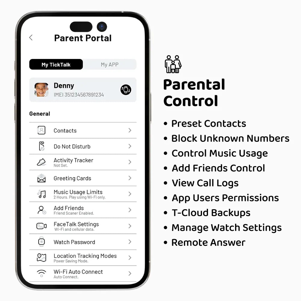 TickTalk 5 Parental Control App – Manage Contacts, Location, & Settings Remotely #gray