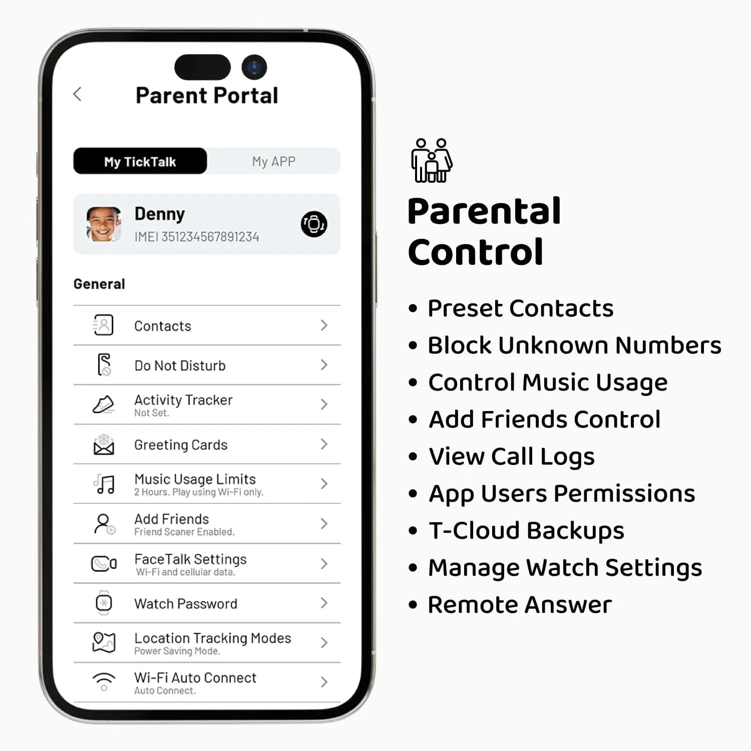 TickTalk 5 Parental Control App – Manage Contacts, Location, & Settings Remotely #green