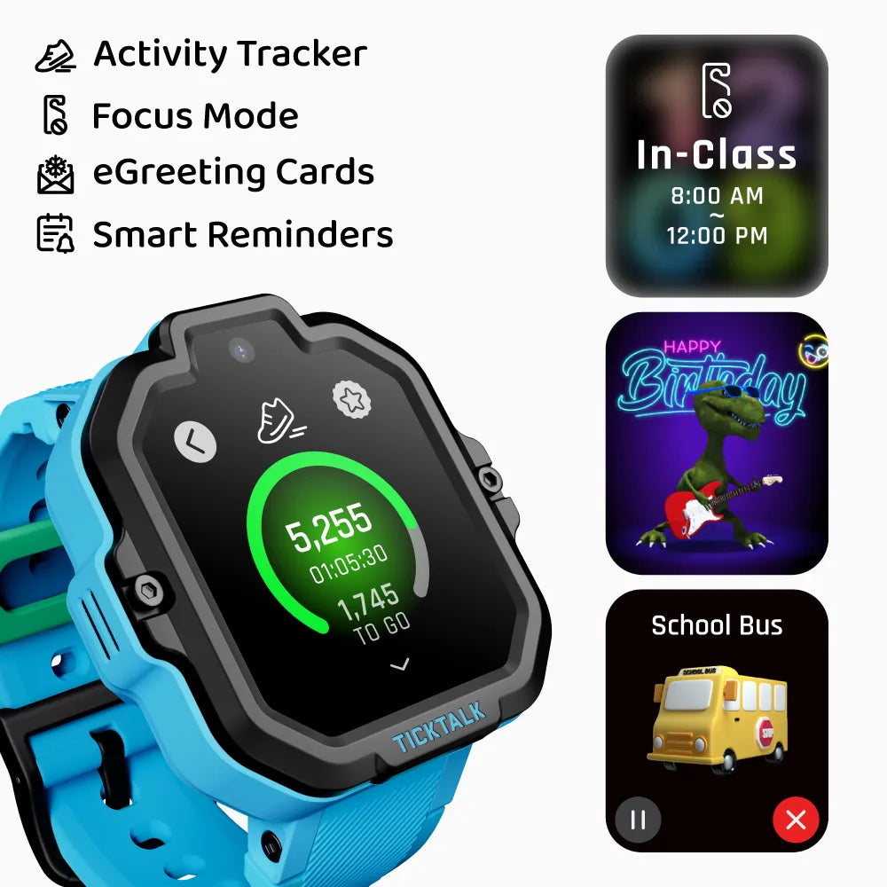 TickTalk 5 Features – Activity Tracker, Focus Mode, Greeting Cards & Smart Reminders #blue