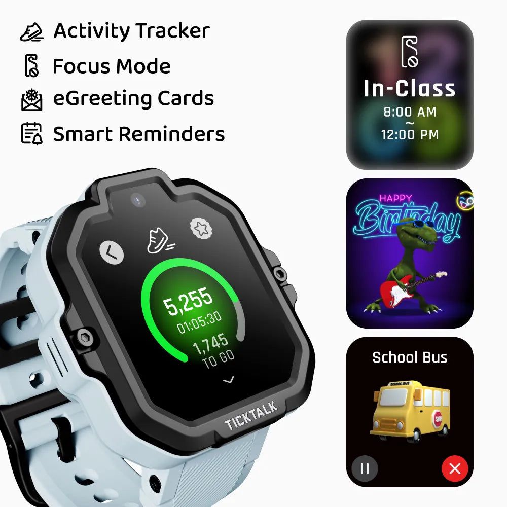 TickTalk 5 Features – Activity Tracker, Focus Mode, Greeting Cards & Smart Reminders #gray