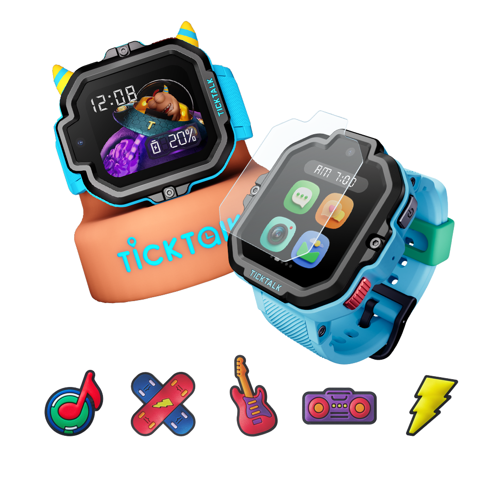 TickTalk 5 Power Base + 2x Tempered Glass Screen Protectors + 5x Rock Out Watch Charms - My TickTalk 