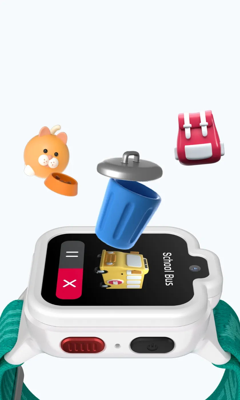 White TickTalk 6 kids smartwatch displaying a School Time daily reminder.