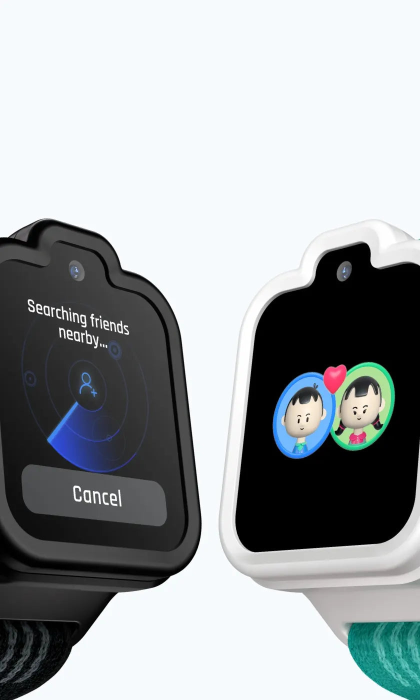 Two TickTalk 6 kids smartwatches displaying approved Watch Friends pairing screens.