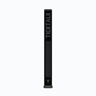Black Sand TickTalk 6 replacement wristband laid flat, front view. 