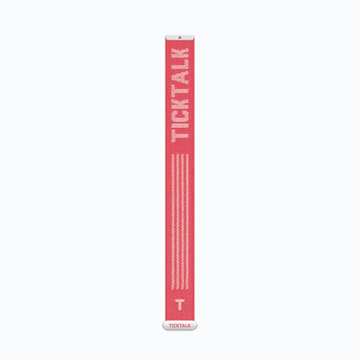 Coral Pink TickTalk 6 replacement wristband laid flat, front view. 
