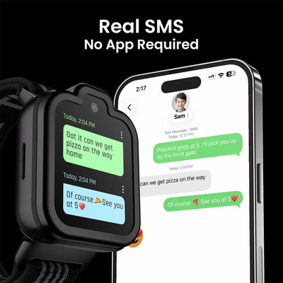 Orbit Black TickTalk 6 kids phone watch with SMS texting to smartphones, no recipient app required. 