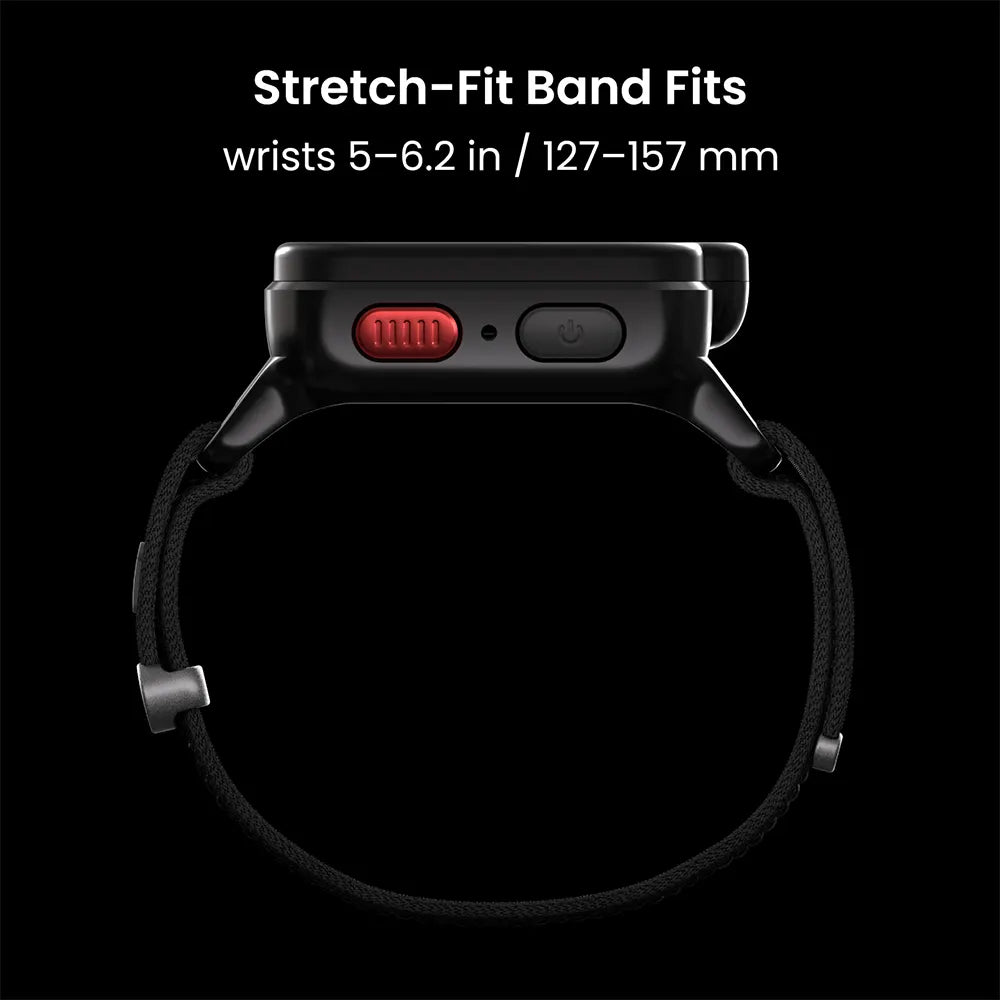 Orbit Black TickTalk 6 kids smartwatch with a stretch-fit band for wrists 5 to 6.2 inches. 