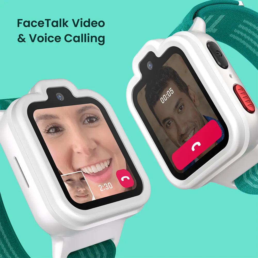 Lunar White TickTalk 6 kids phone watch with FaceTalk video calling and voice calls. 
