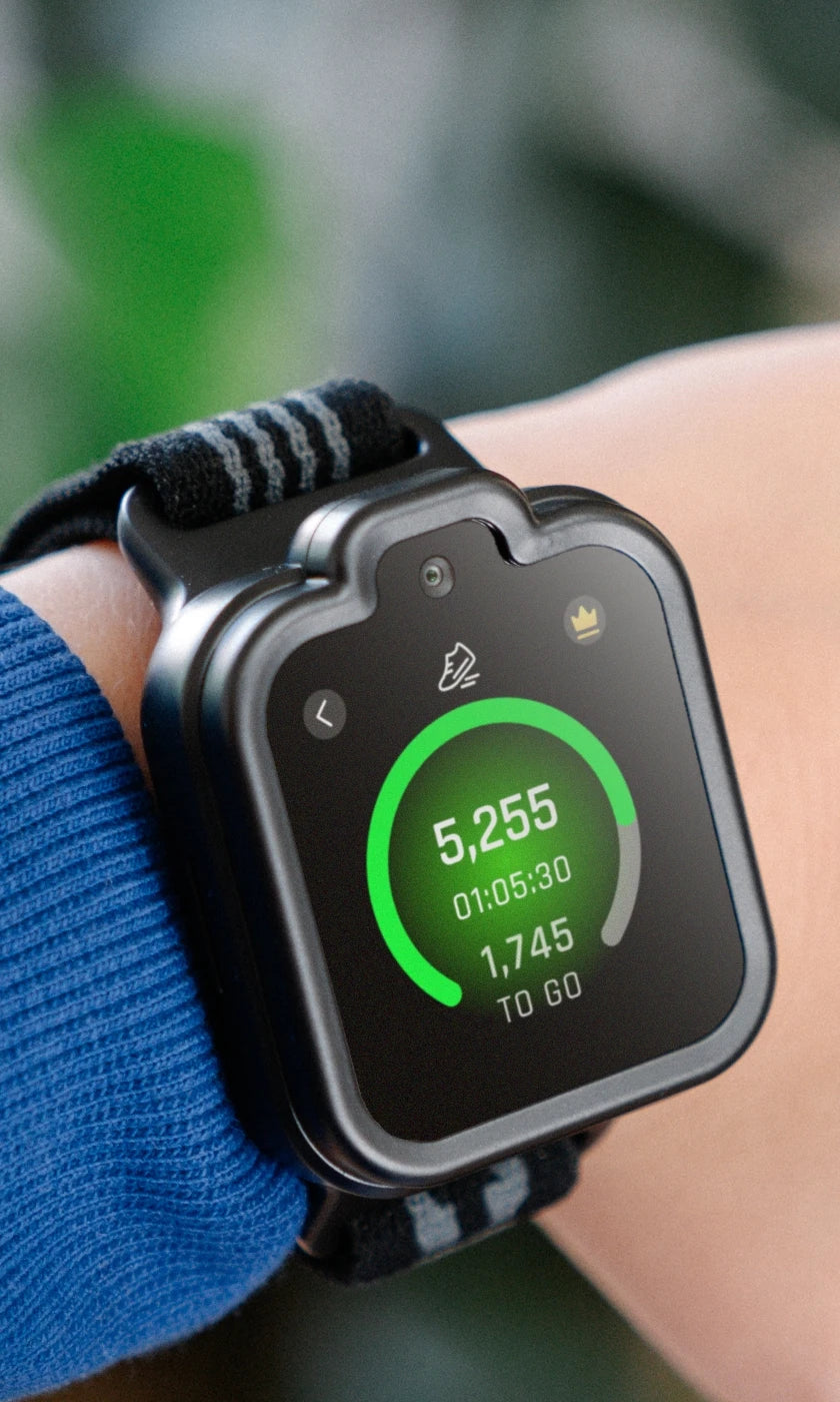 TickTalk 6 smartwatch worn on a wrist displaying a daily step count