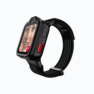 Black TickTalk 6 kids smartwatch displaying a video call. 