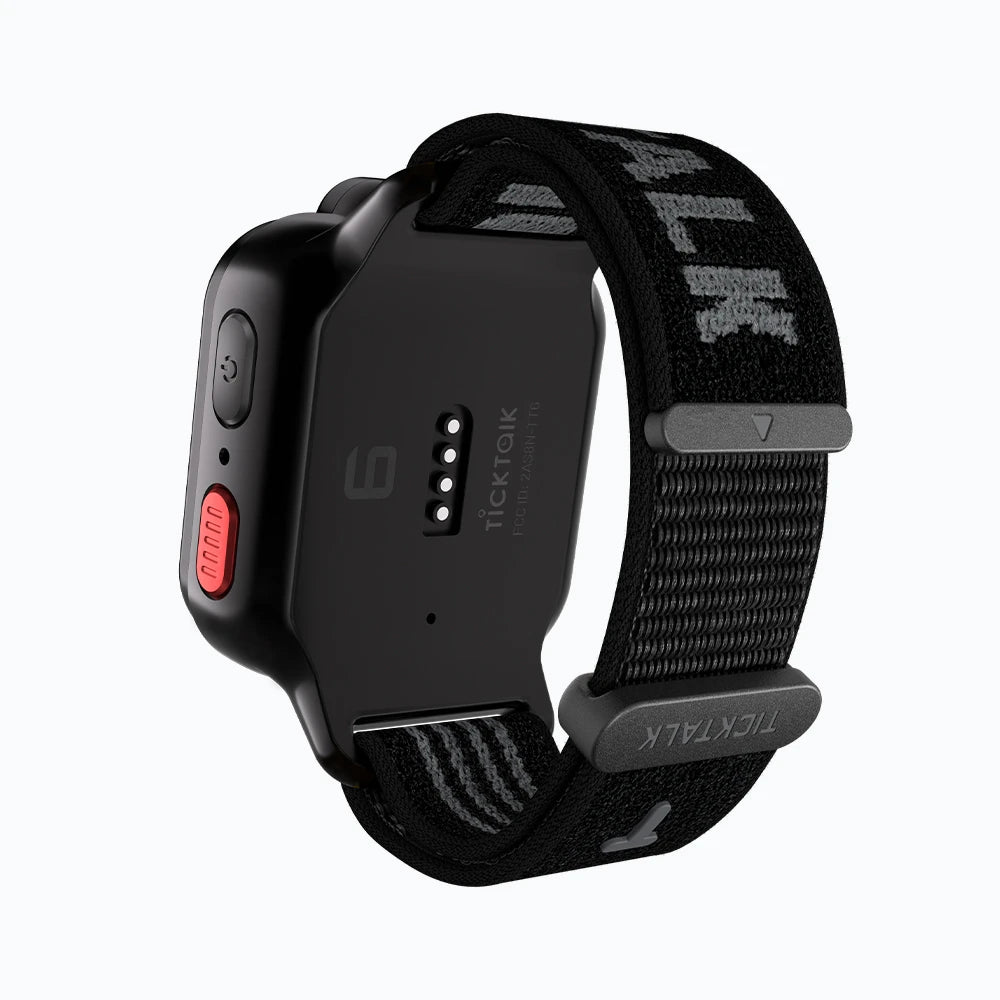 TickTalk 6 black replacement watch band shown from the back.