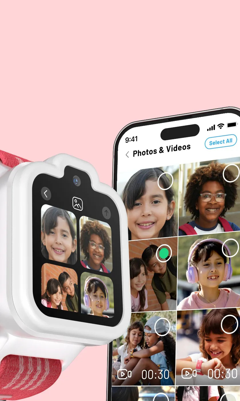 TickTalk 6 kids smartwatch with cloud upload and download icons for cloud backup.