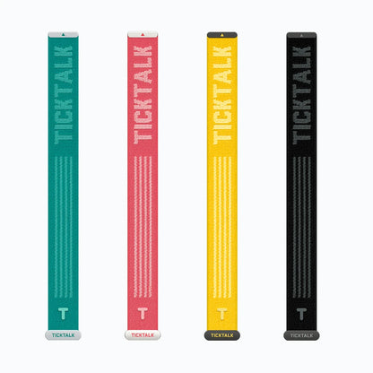 TickTalk 6 replacement watch bands in green, pink, yellow, and black.
